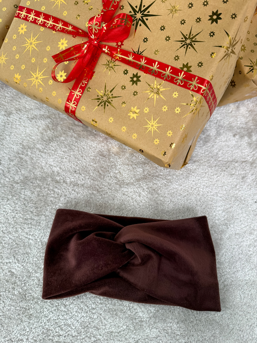 Czekoladowa opaska welurowa