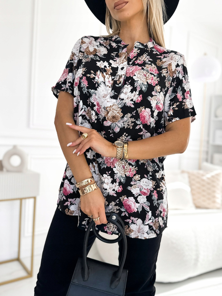 Czarna koszula z krótkim rękawem 