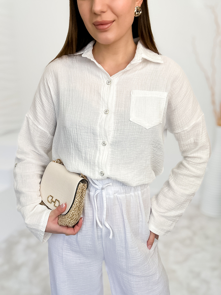 Śmietankowa biel koszula muślinowa