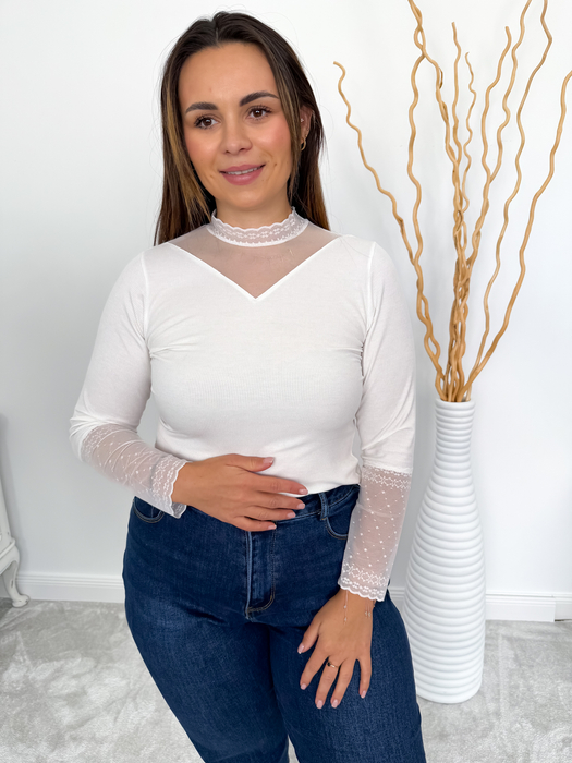 Śmietankowa bluzka z ozdobnymi wstawami Rachel
