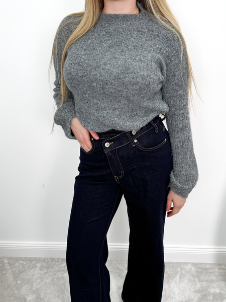 Grafitowy moher i wełna sweter dzwonek