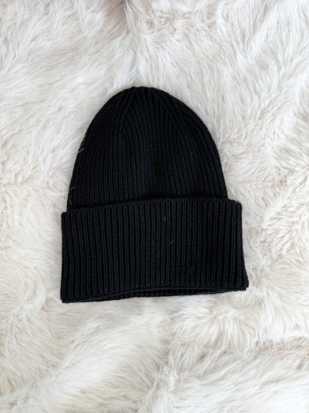 Czarny z kaszmirem i wełną komplet czapka + szalik