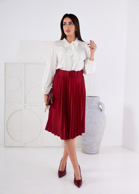 Ecru elegancka bluzka z wiązaną kokardką