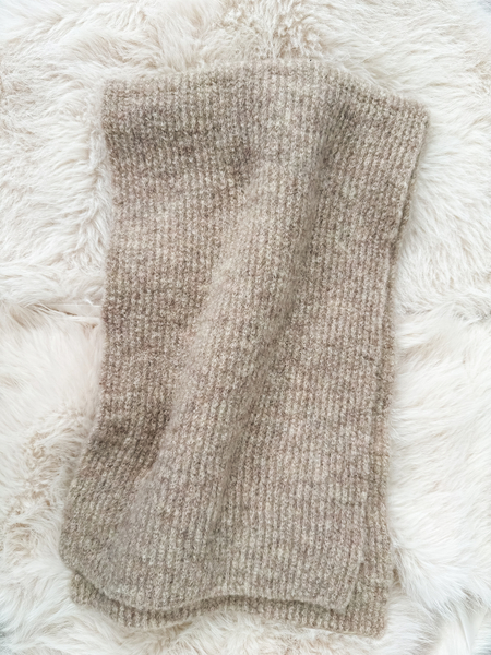 Beżowy komplet moher i wełna czapka + szalik