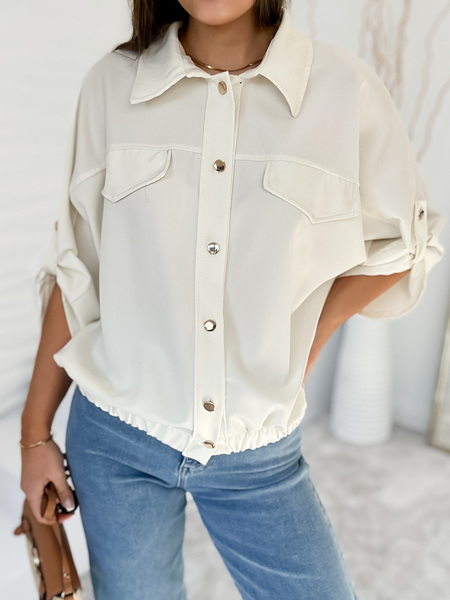 Ecru lekka kurtka na guzki Sandra