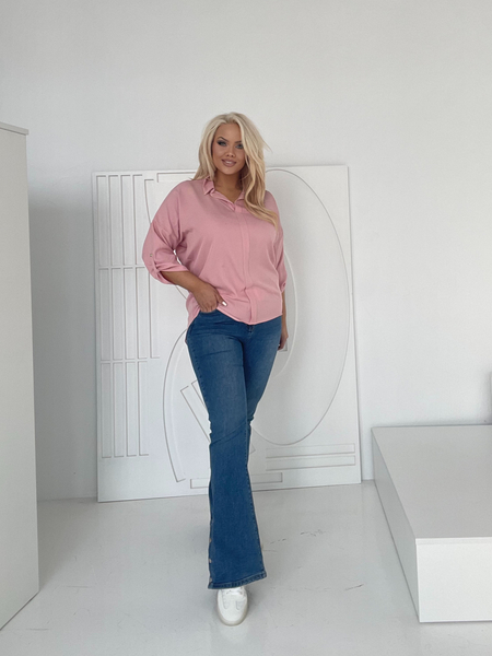 Różowa elegancka bluzka z kołnierzykiem Clara