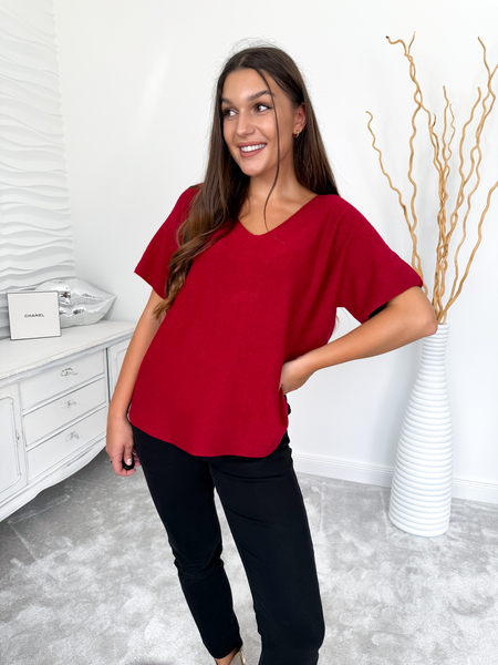 Czerwony sweter z krótkim rękawem Dalia III