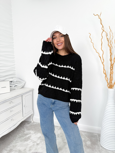 Czarny sweter o grubym splocie Maple