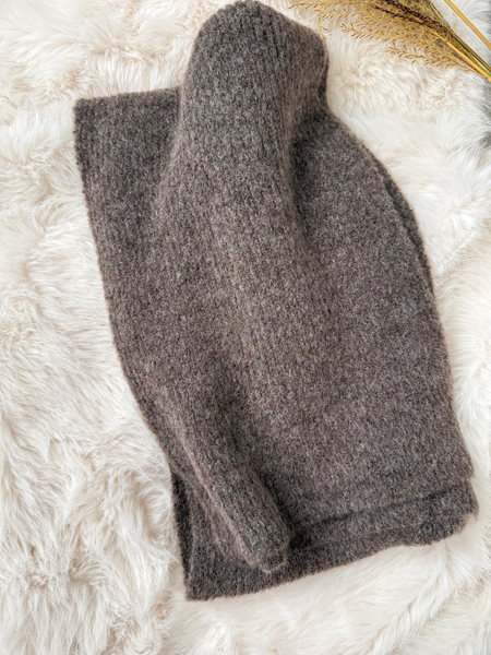 Chłodny brąz komplet moher i wełna czapka + szalik