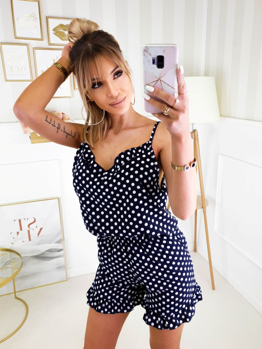 Granatowa piżama w groszki Ginevra