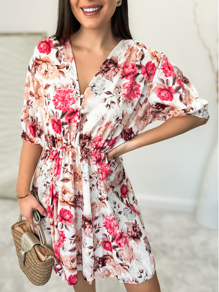 Wielobarwna sukienka mini w kwiaty Zoe