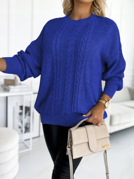 Chabrowy sweter ze splotem