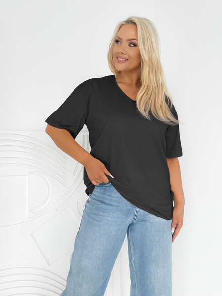 Czarna bluzka z dekoltem w szpic Vega