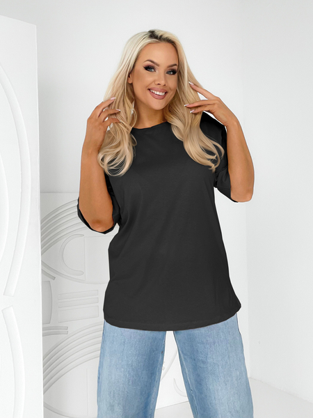 Czarna bluzka z okrągłym dekoltem Vega