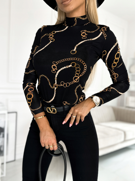 Czarny półgolf z motywem łańcuchów