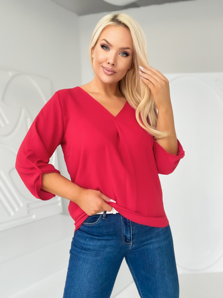 Czerwona bluzka z podwiniętym rękawem Kelly