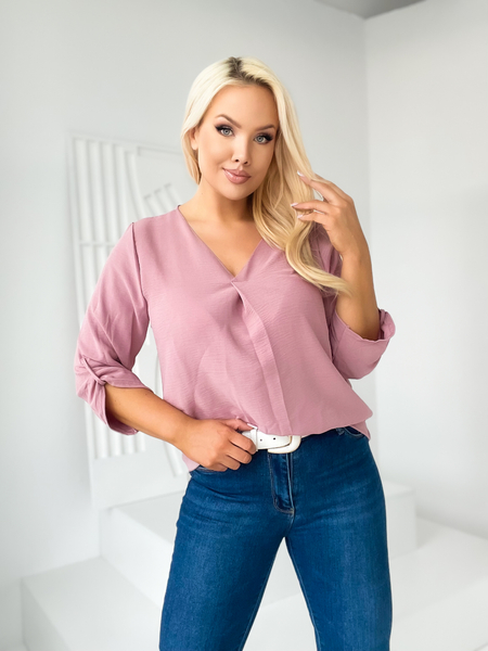 Brudny róż bluzka z podwiniętym rękawem Kelly