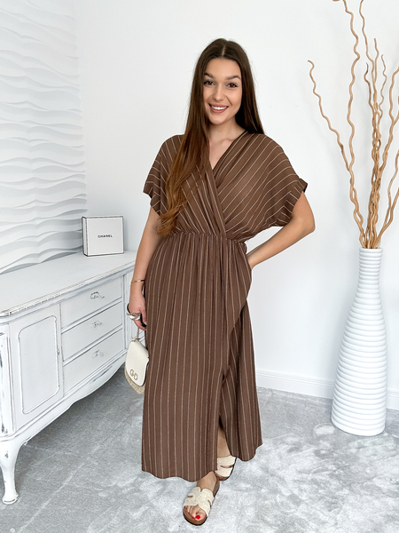 Brązowa sukienka w podłużne pasy Gabriela