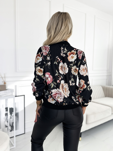 Czarna bomberka z motywem kwiatowym