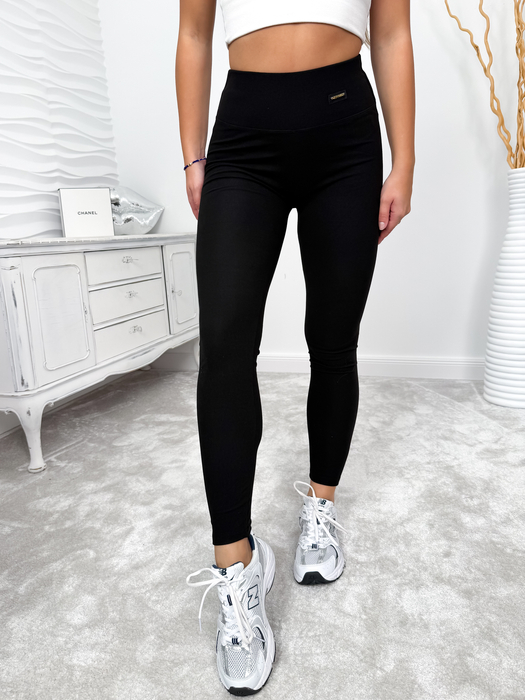 Czarne bambusowe legginsy z wysokim stanem