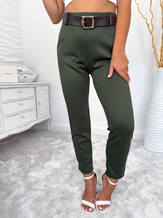 Khaki spodnie masełko z paskiem