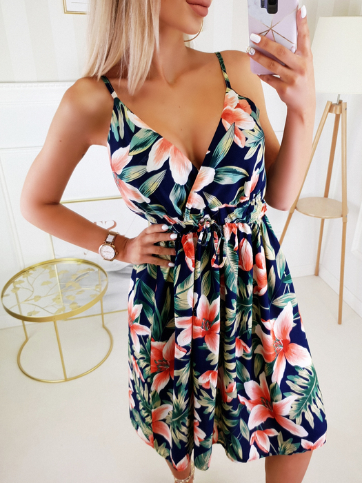 Granatowa sukienka z kwiatowym printem Samantha