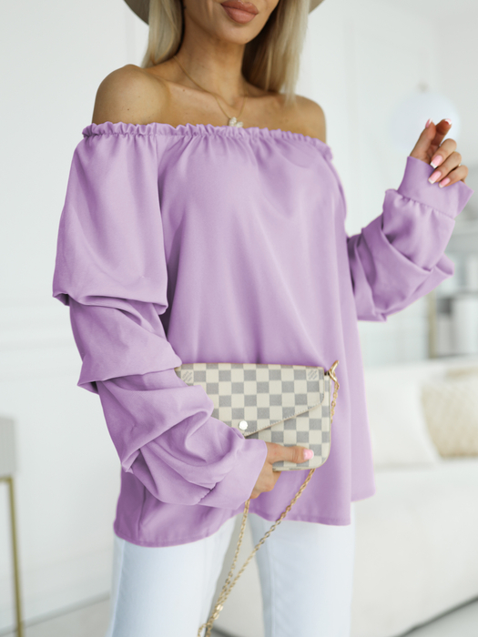 Liliowa bluzka hiszpanka