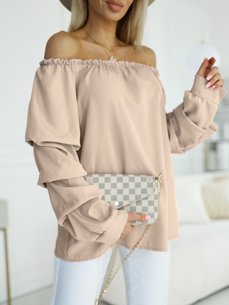 Beżowa bluzka hiszpanka