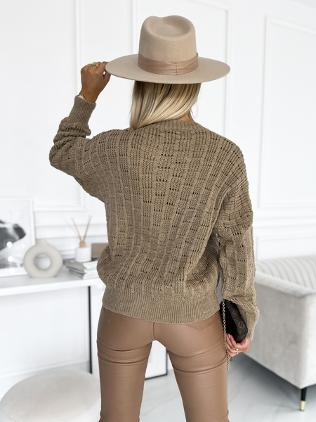 Cappuccino ażurowy sweter Luna