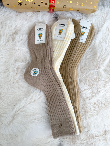 Długie skarpetki z angory 4 pary MIX KOLORÓW - Ciepłe