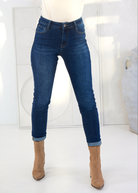 Granatowe klasyczne spodnie jeansowe