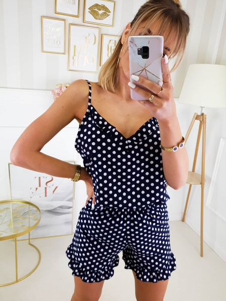 Granatowa piżama w groszki Ginevra