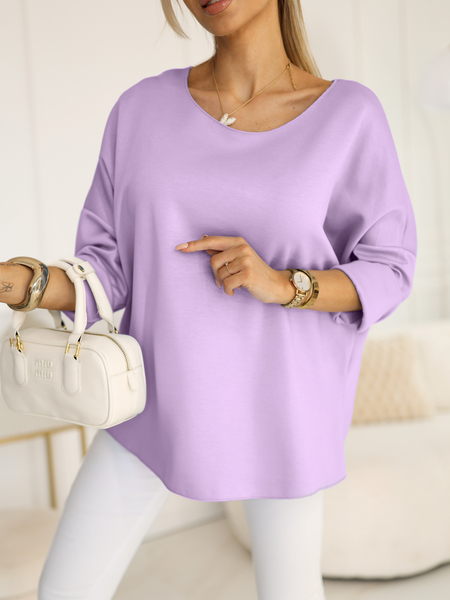 Wrzosowa bluza z podwijanymi rękawami Paula