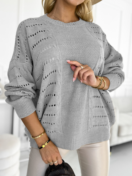 Szary ażurowy sweter Stella