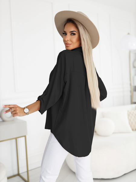 Czarna elegancka bluzka z kołnierzykiem Clara