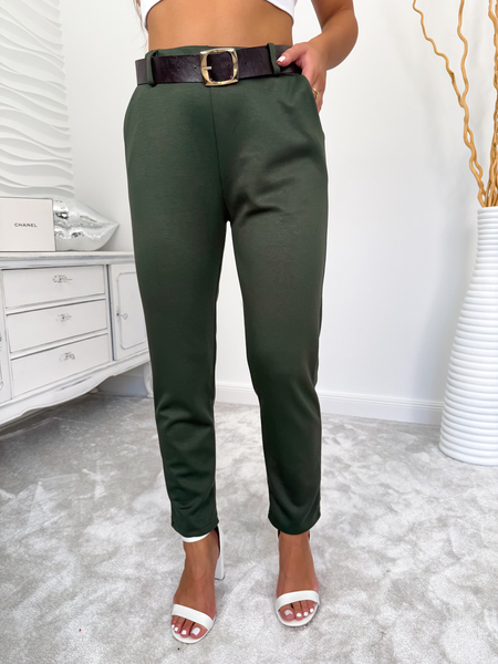 Khaki spodnie masełko z paskiem