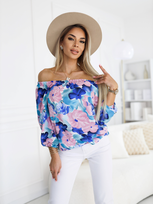 Bluzka hiszpanka w kolorowe kwiaty Charlotte