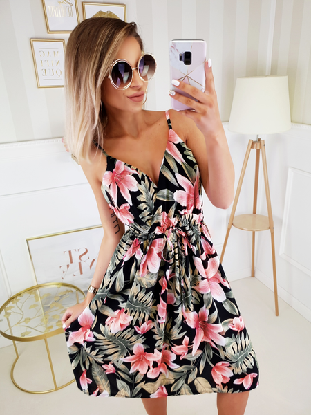 Czarna sukienka z kwiatowym printem Samantha