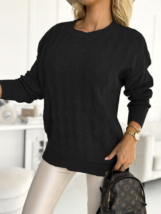 Czarny sweter we wzór zygzak