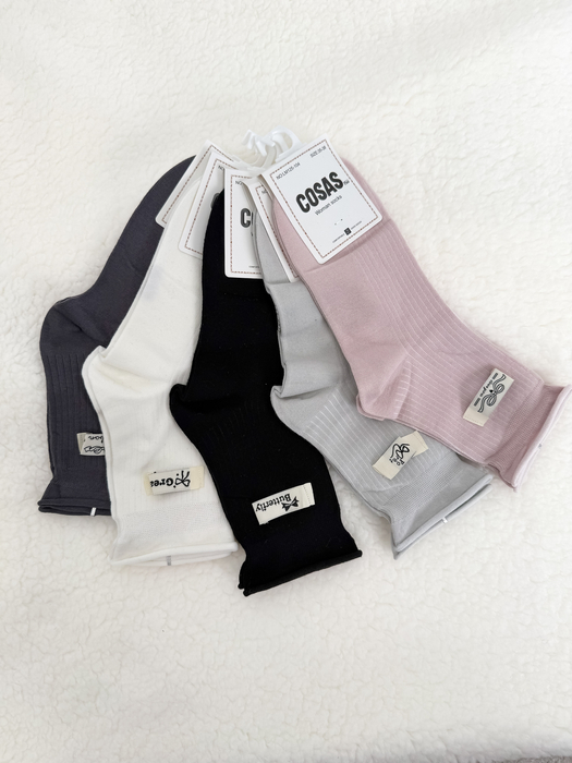 Bawełnianie skarpetki z ozdobną naszywką 5 par