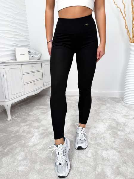 Czarne bambusowe legginsy z wysokim stanem