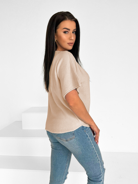 Beżowy sweter z krótkim rękawem Dalia III