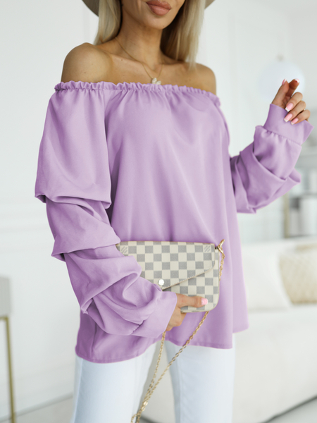 Liliowa bluzka hiszpanka