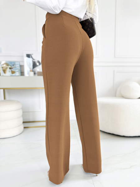 Camel spodnie z szeroką nogawką