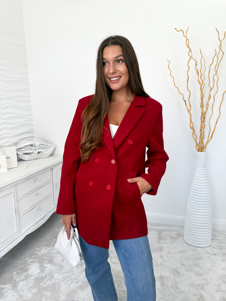 Bordowy  dwurzędowy płaszcz Zelda