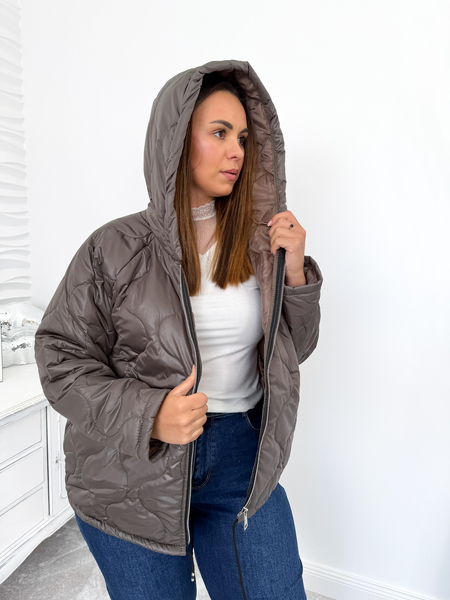 Fango pikowana kurtka z kapturem Signe