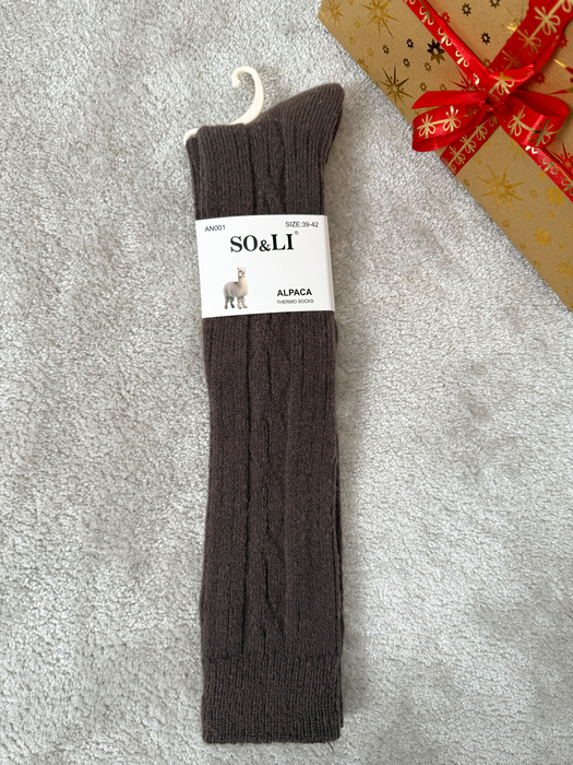Brązowe podkolanówki alpaka