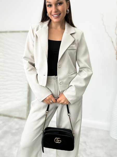 Beżowe spodnie z szeroką nogawką Jennifer