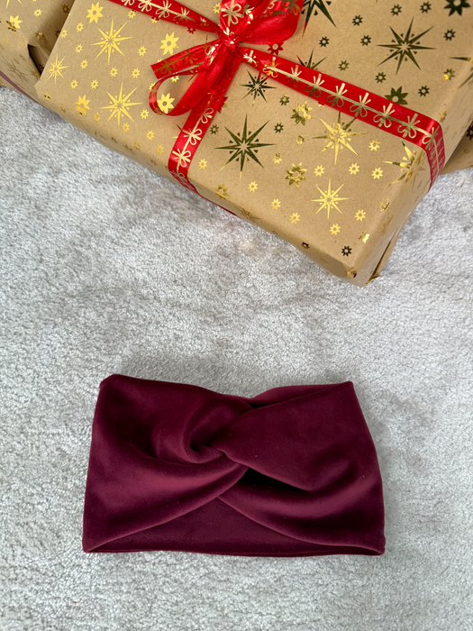 Burgundowa opaska welurowa