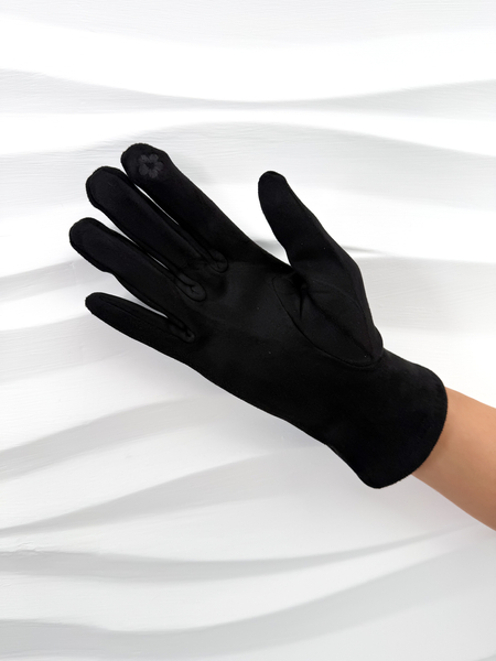 Czarne rękawiczki z ozdobnym elementem